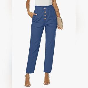 Casual Pants High Waisted Elastic Cropped Dress Paper Bag Pants M
